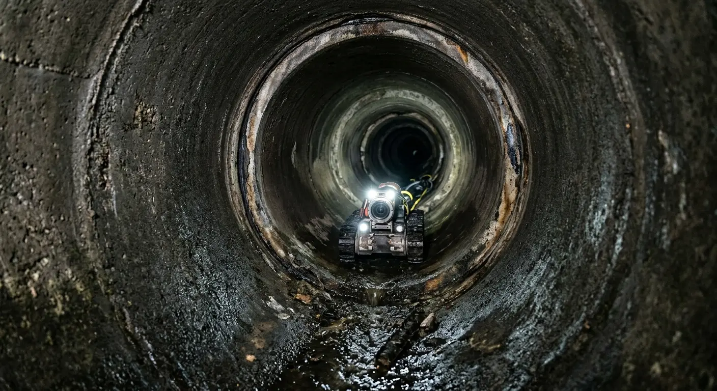 Robotic sewer camera inspecting pipe interior for Drain Snake Service in Olyphant